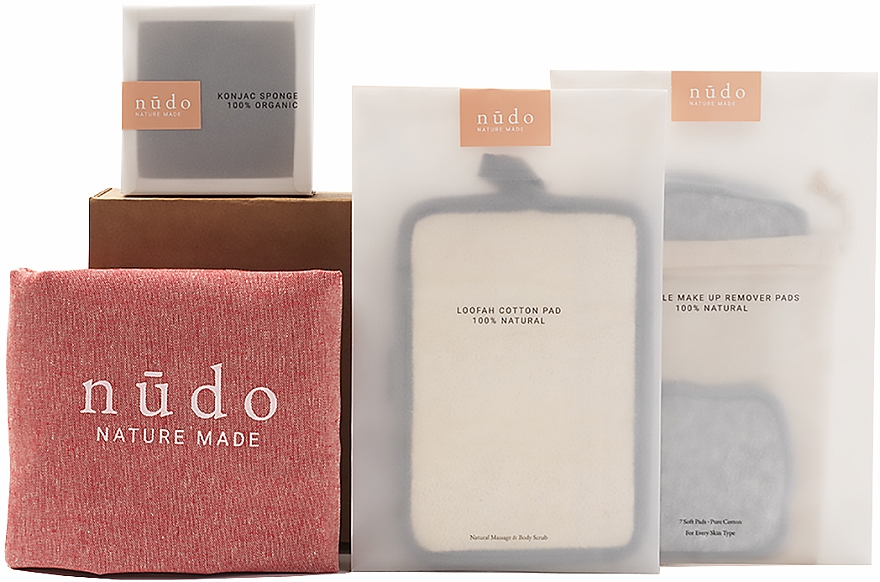 Набір - Nudo Nature Made Skin Essentials (sh/sponge/1pc + f/sponge/1pc + bag/1pc + pads/7pcs) — фото N1