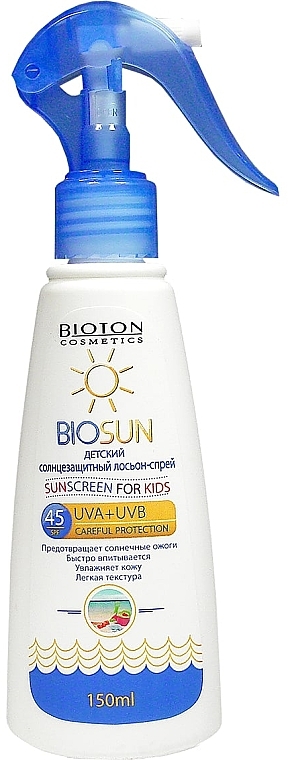 Дитячий сонцезахисний лосьйон-спрей SPF 45 - Bioton Cosmetics BioSun — фото N1