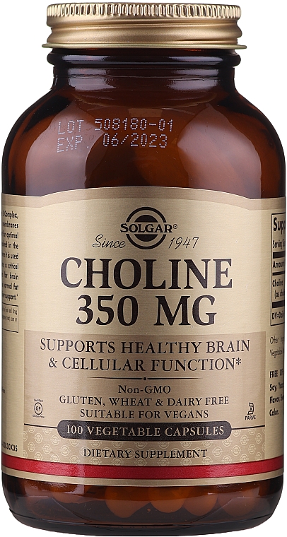 Пищевая добавка "Холин" - Solgar Choline 350 mg — фото N1