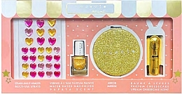 Набор - Inuwet Mini Coffret Glitter Girl Gold (lip/balm/3.5g + nail/polish/5ml + mirror/1pc + strass/1pc) — фото N1