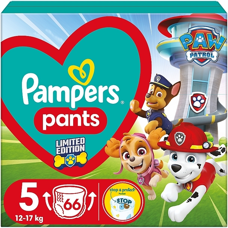 Подгузники-трусики, размер 5 (12-17 кг), 66 шт - Pampers Pants Paw Patrol — фото N1