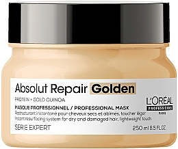 Золотистая маска для интенсивного восстановления поврежденных волос без утяжеления - L'Oreal Professionnel Serie Expert Absolut Repair Gold Quinoa+Protein Resurfacing Golden Masque — фото N1