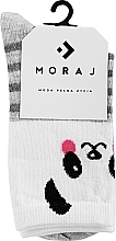 Парфумерія, косметика Жіночі довгі шкарпетки "панда", сірі в серця - Moraj