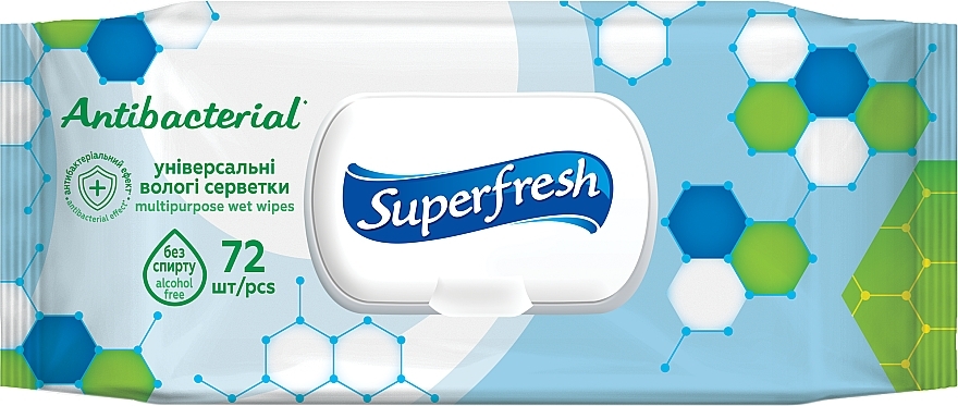 Вологі серветки антибактеріальні, 72 шт. - Superfresh — фото N1