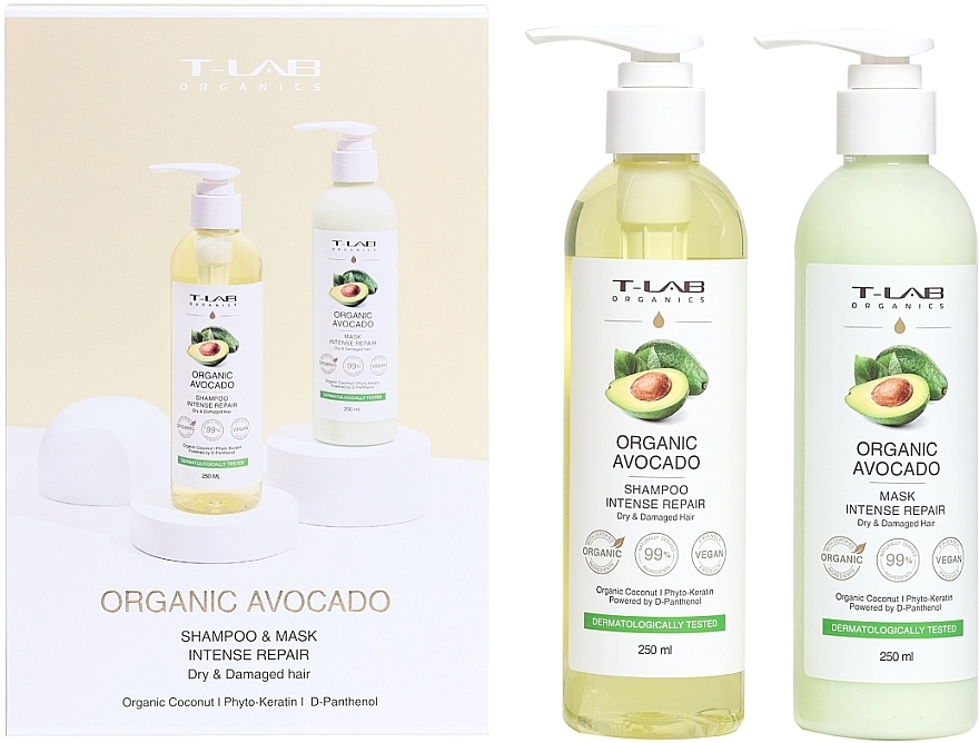 Набір - T-Lab Professional Organic Avocado Shampoo And Mask Set (shm/250ml + mask/250ml) — фото N1