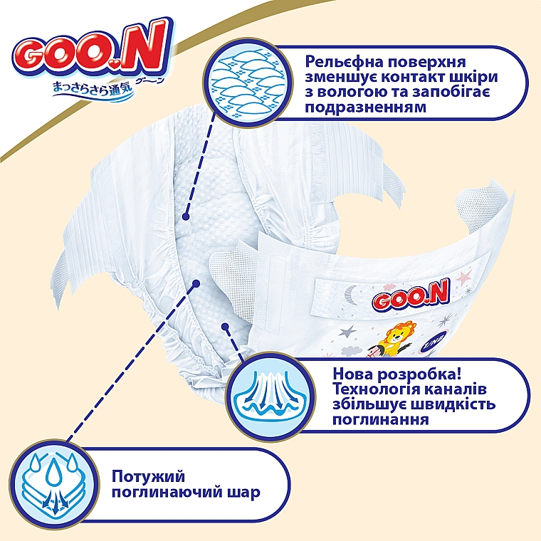 Підгузки Premium Soft для дітей (S, 4-8 кг, 18 шт) - Goo.N — фото N8
