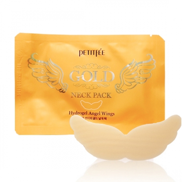 Гидрогелевая маска для шеи с плацентой - Petitfee&Koelf "HYDROGEL ANGEL WINGS" Gold Neck Pack 