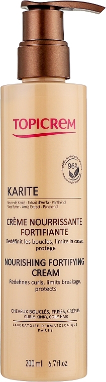 Живильний зміцнювальний крем для волосся з маслом ши - Topicrem Karite Nourishing Fortifying Cream