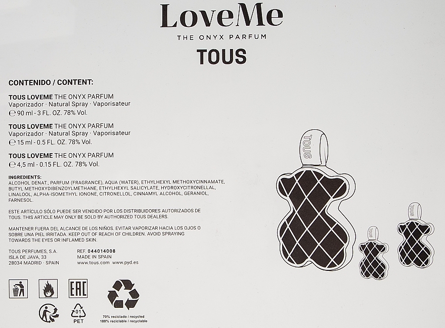 Tous LoveMe The Onyx - Набір (edp/90ml + edp/15ml + edp/4.5ml) — фото N3