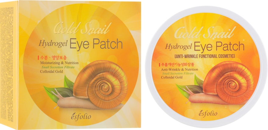 Гідро-гелеві патчі з екстрактом равлика під очі - Esfolio Gold Snail Hydrogel Eye Patch