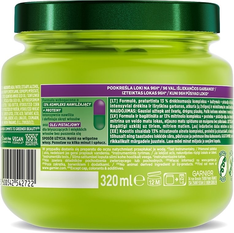 Зволожуюча маска для кучерявого волосся - Garnier Fructis Nutri Curls Protein Hair Bomb Ultra Moisturizing Mask — фото N2