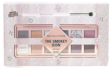 Набор - Makeup Revolution The Smokey Icon Shadow Gift Set (eye/palette/1pcs + eye/brush/1pcs) — фото N1