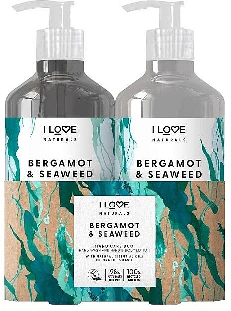 Набор - I Love Naturals Hand Care Duo Bergamot & Seaweed (h/lot/500ml + h/wash/500ml) — фото N1