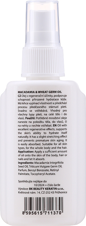 Масло макадамия и пшеницы - Brazil Keratin Macadamia & Wheat Germ Oil — фото N4