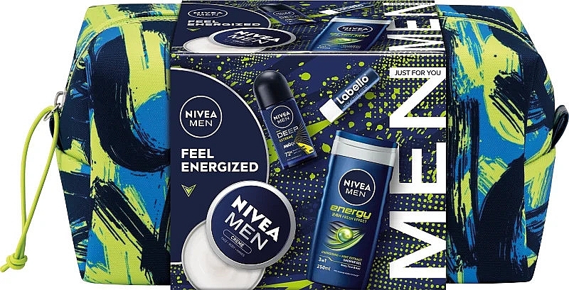 Набір для чоловіків - Nivea Men Feel Energized (cr/150ml + deo/50ml + sh/gel/250ml + lip/balm/4,8g) — фото N1