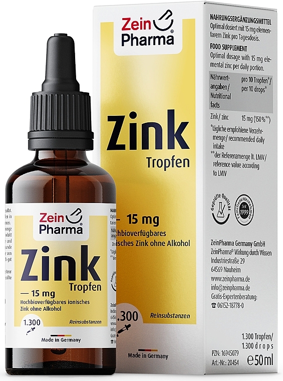 Харчова добавка "Цинк", 15 мг - ZeinPharma Zinc Drops — фото N1