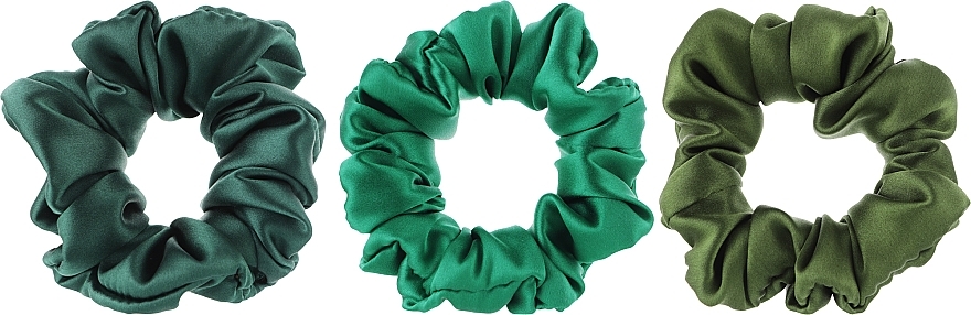 Набор шелковых резинок для волос, зеленые, 3 шт - ScrunchyUA — фото N1