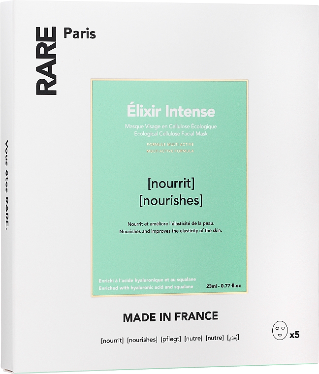 Увлажняющая маска для лица с гиалуроновой кислотой и скваланом - RARE Paris Elixir Intence Ecological Cellulose Facial Mask — фото N4