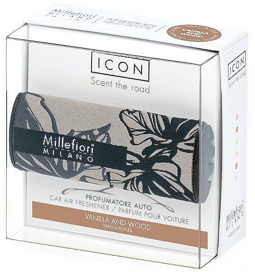 Ароматизатор в авто "Квітковий текстиль: ваніль і дерево" - Millefiori Milano Icon Car Air Freshener Textile Floral Vanilla & Wood — фото N1