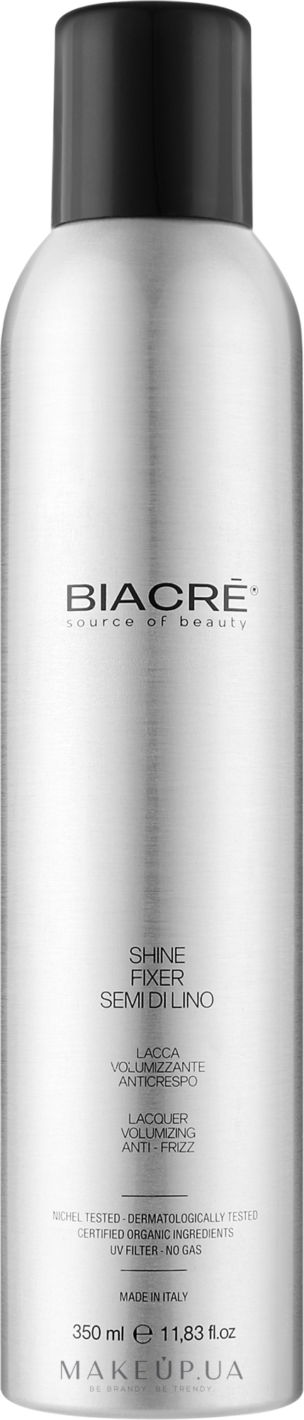 Лак без газу для надання блиску і об'єму волосся - Biacre Shine Fixer Semi Di Lino — фото 350ml