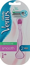 Парфумерія, косметика Бритва з 2 змінними касетами, рожева - Gillette Venus Smooth Sensitive