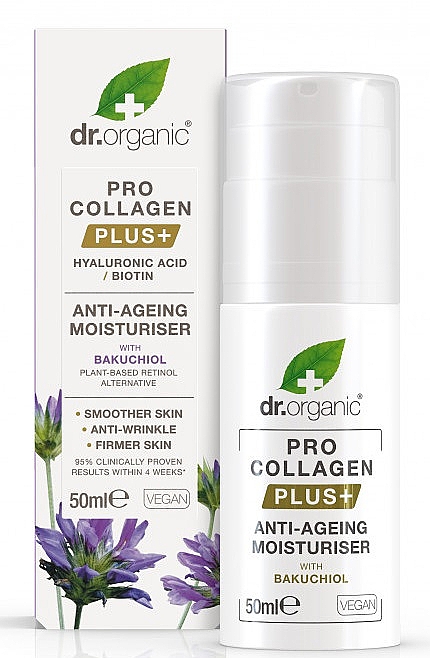 Антивіковий крем для обличчя з бакучіолом - Dr. Organic Pro Collagen Plus+ Anti Aging Moisturiser With Bakuchiol — фото N1