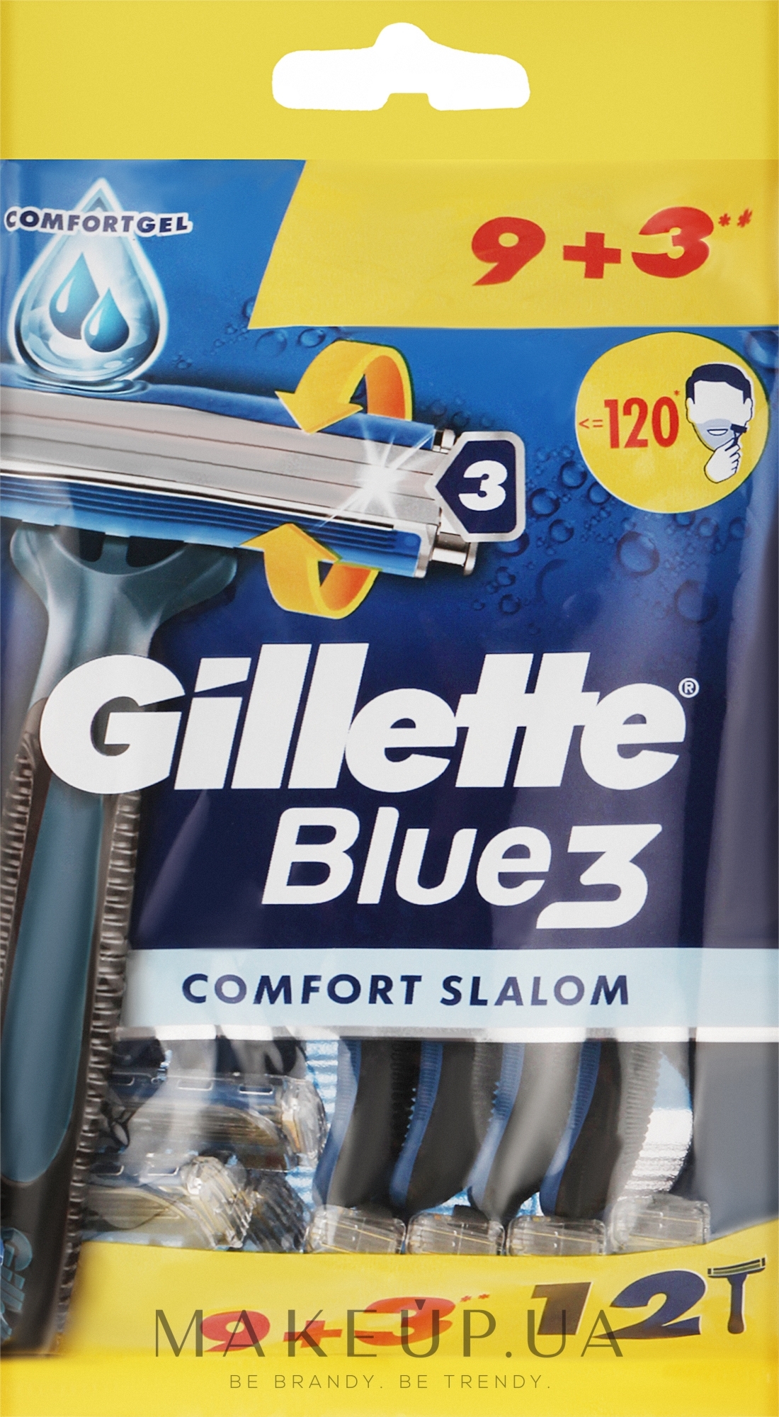 Набор одноразовых станков для бритья, 12 шт - Gillette Blue 3 Comfort Slalom — фото 12шт