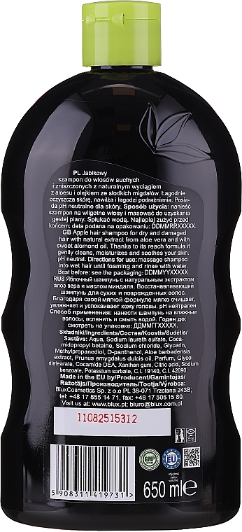 Шампунь для сухого й пошкодженого волосся "Яблуко" - Bluxcosmetics Naturaphy Apple Hair Shampoo — фото N2