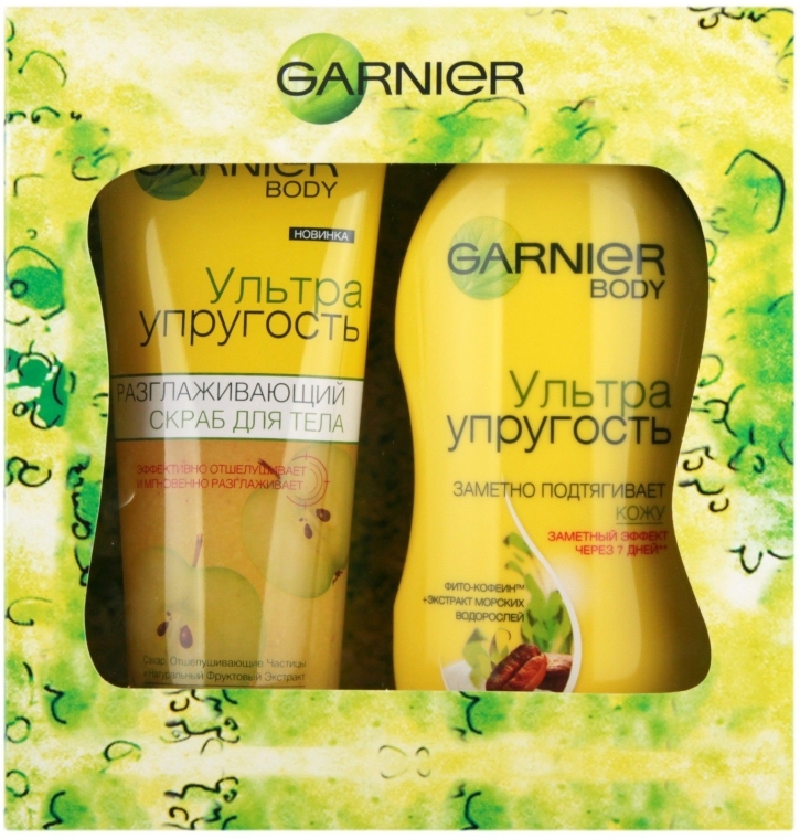 Набор "Ультраупругость" - Garnier Skinat Body (scr/200ml + milk/250ml)