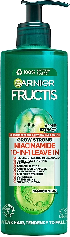 Комплексное средство 10в1 для ослабленных волос "Рост во всю силу" с экстрактом яблока и растительным глицерином - Garnier Fructis Grow Strong
