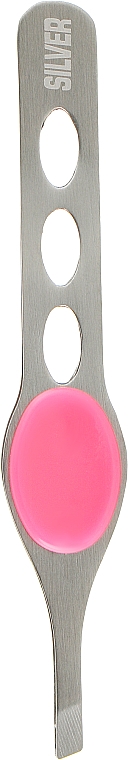 Пінцет скошений SP-7106/2, 10 см, рожевий - Silver Style — фото N1