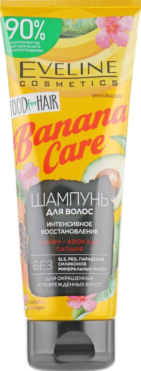 Шампунь для окрашенных и повреждённых волос - Eveline Cosmetics Food For Hair Banana Care Shampoo