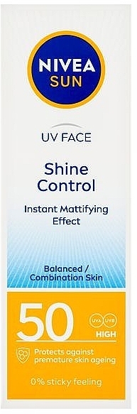 Матирующий солнцезащитный крем для нормальной и комбинированной кожи - NIVEA Sun Shine Control Instant Mattifying Effect SPF 50 — фото N2