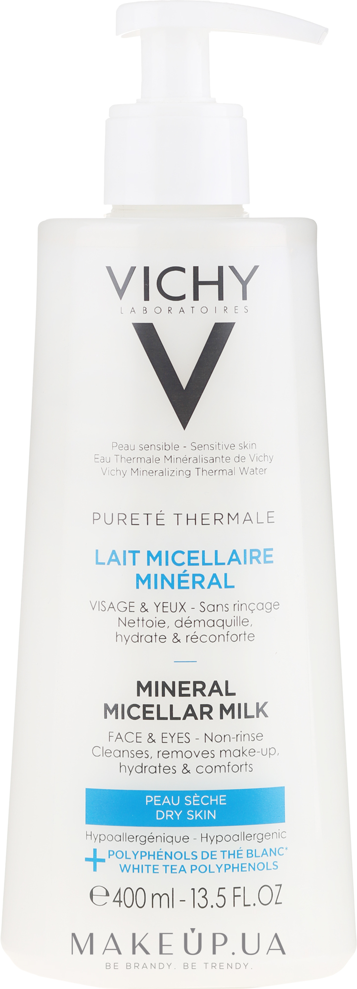 Мицеллярное молочко для сухой кожи лица и глаз - Vichy Purete Thermale Mineral Micellar Milk For Dry Skin — фото 400ml