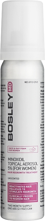 Пена с миноксидилом 5% для восстановления роста волос у женщин, курс 2 месяца - Bosley Minoxidil Topical Aerosol — фото N1