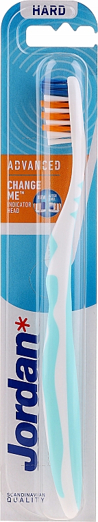 Зубна щітка, тверда, без ковпачка, біло-блакитна - Jordan Advanced Toothbrush — фото N1