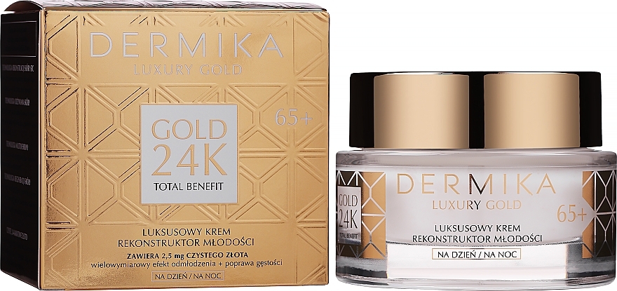 Крем для обличчя "Реконструктор молодості" - Dermika Luxury Gold 24K Total Benefit Luxury Youth Reconstructor Cream 65+ — фото N1
