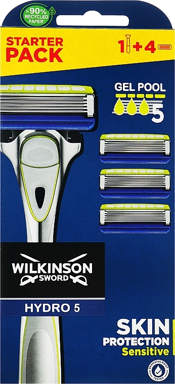 Бритва с 4 сменными картриджами - Wilkinson Sword Hydro 5 Skin Protection Sensitive — фото N1