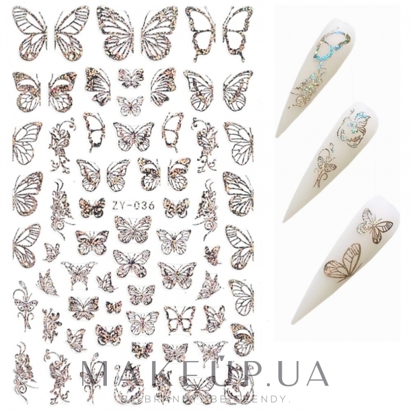 Наклейки для ногтей "Бабочки" - Deni Carte — фото ZY-036
