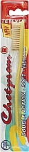 Парфумерія, косметика Зубна щітка з натуральною щетиною №52, жовта - Chetprom Double Action Soft Medium