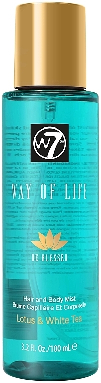 Спрей для волос и тела "Лотос и белый чай" - W7 Way of Life Hair & Body Mist Be Blessed — фото N1