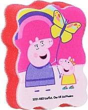 Парфумерія, косметика Мочалка банна дитяча "Свинка Пеппа", Пеппа з мамою, червона - Suavipiel