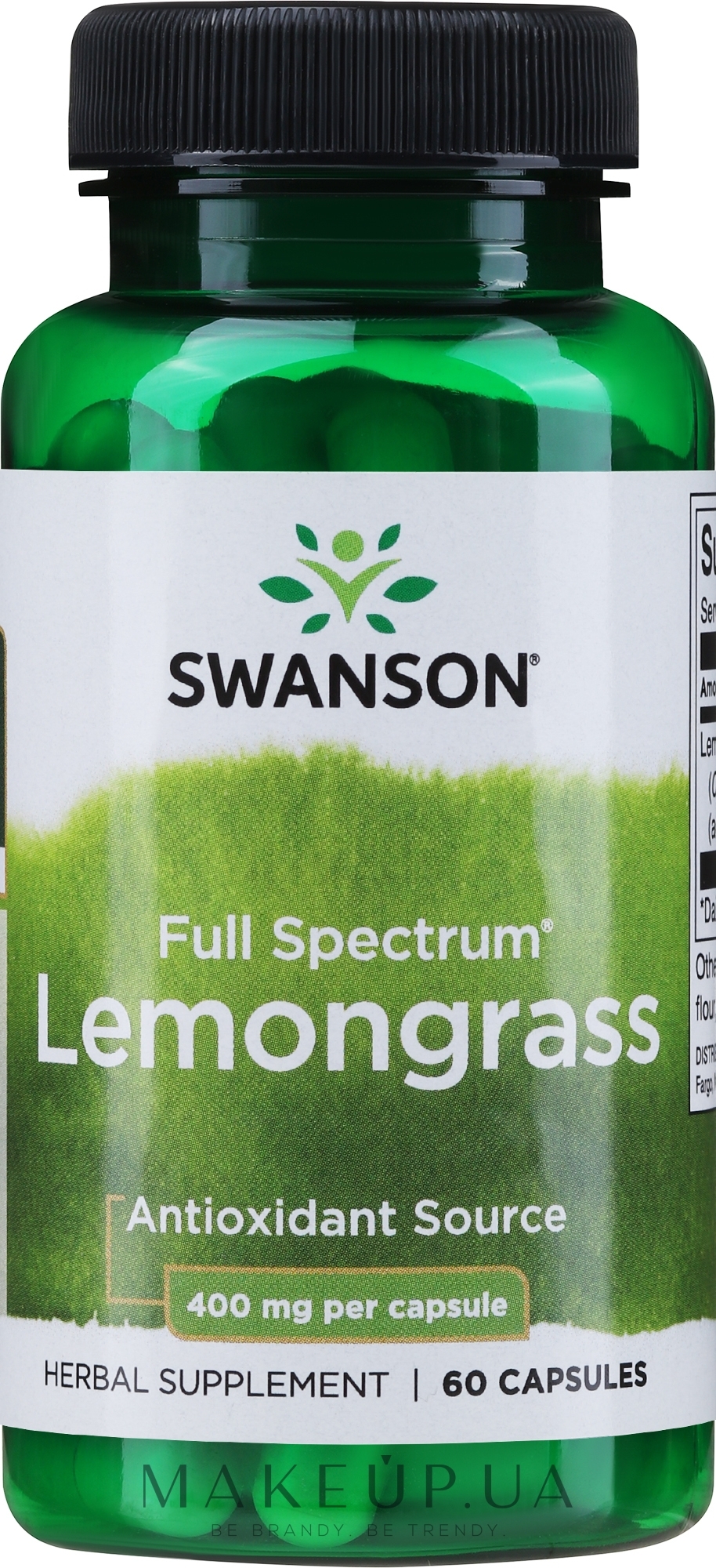Пищевая добавка "Лемонграсс", 400 мг - Swanson Full Spectrum Lemongrass — фото 60шт