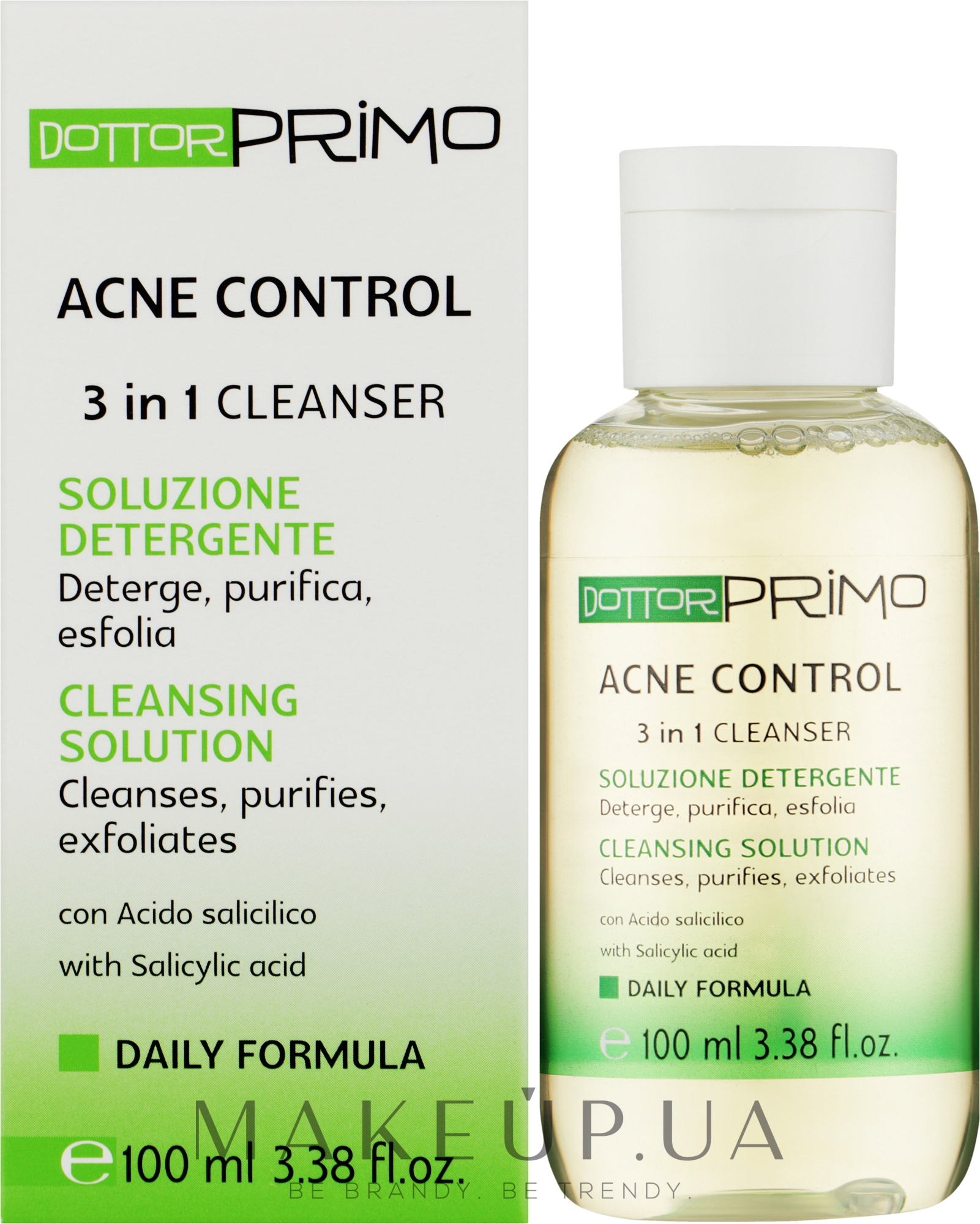 Салициловый 2% очищающий гель для проблемной кожи с демодекозом - Dottor Primo Acne Control 3 in 1 Cleanser — фото 100ml