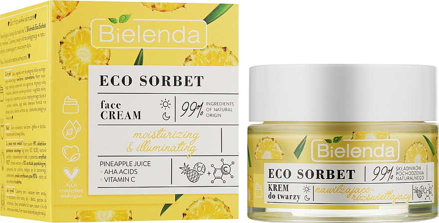 Зволожувальний і освітлювальний крем для обличчя - Bielenda Eco Sorbet Moisturizing & Brightening Face Cream — фото N2