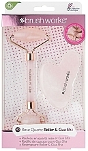 Роллер для лица, розовый кварц - Brushworks Rose Quartz Roller & Gua Sha — фото N1