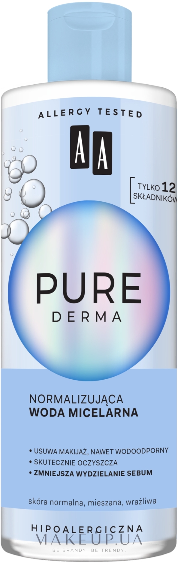 Нормалізувальна міцелярна вода - AA Pure Derma — фото 400ml