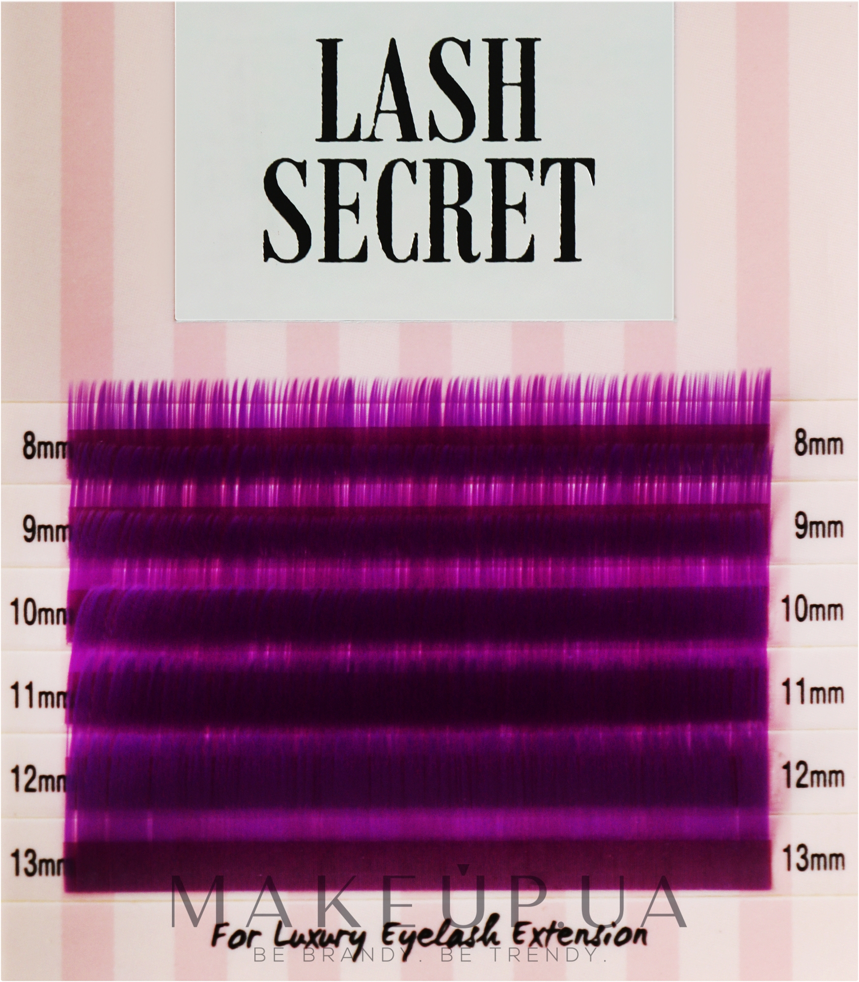 Накладные ресницы, фиолетовые, mix, 6 линий (0,1, C, (8-13)) - Lash Secret — фото 1уп
