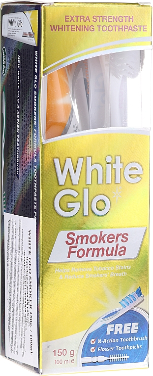 Набір з блакитною щіткою - White Glo Smokers Formula (toothpaste/100ml + toothbrush + interdental brush) — фото N1