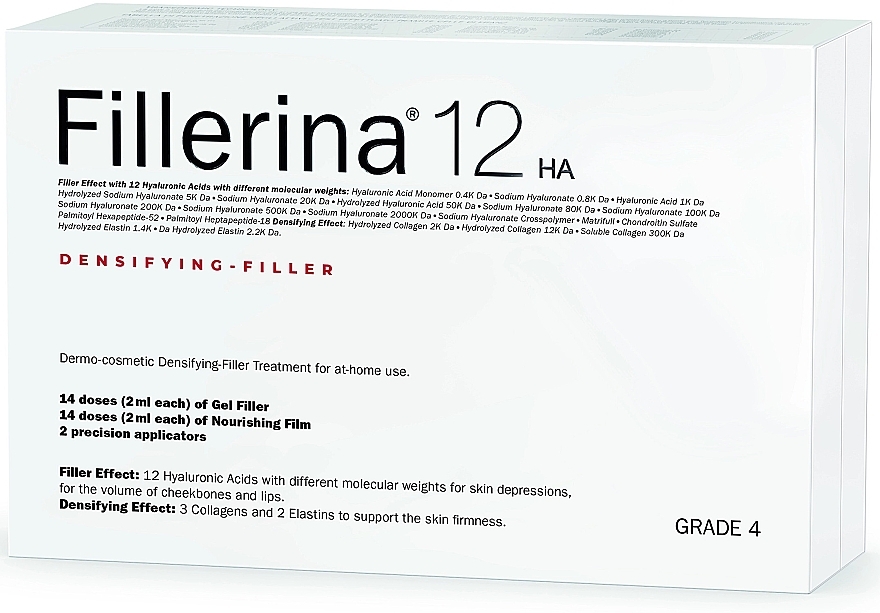 Дермато-косметична система, рівень 4 - Fillerina 12 HA Densifying-Filler Intensive Filler Treatment Grade 4 (gel/28ml + cr/28ml + applicator/2шт.) — фото N1